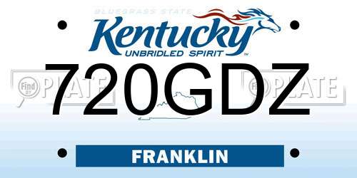 720GDZ Kentucky License Plate