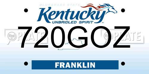 720GOZ Kentucky License Plate