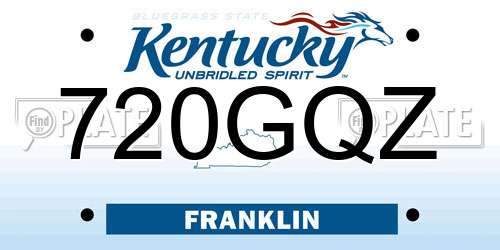 720GQZ Kentucky License Plate