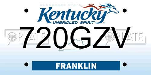 720GZV Kentucky License Plate