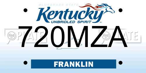 720MZA Kentucky License Plate