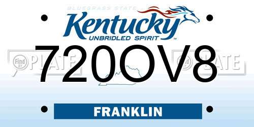 720OV8 Kentucky License Plate