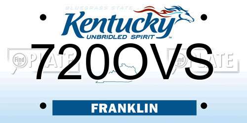 720OVS Kentucky License Plate