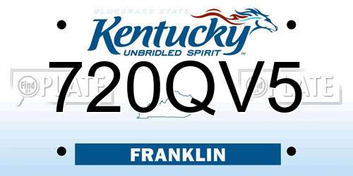 720QV5 Kentucky License Plate