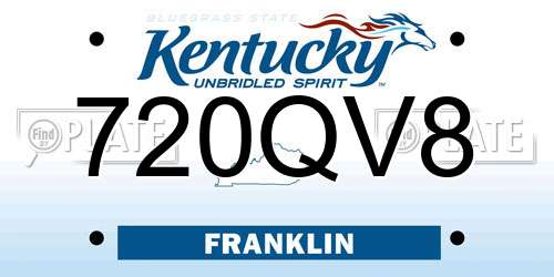 720QV8 Kentucky License Plate