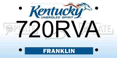 720RVA Kentucky License Plate
