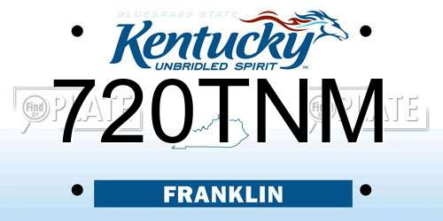 720TNM Kentucky License Plate