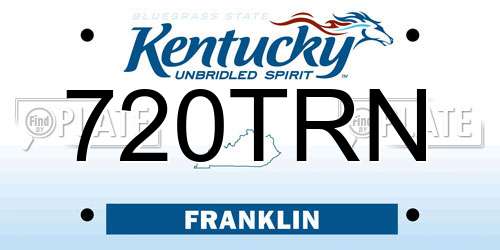 720TRN Kentucky License Plate