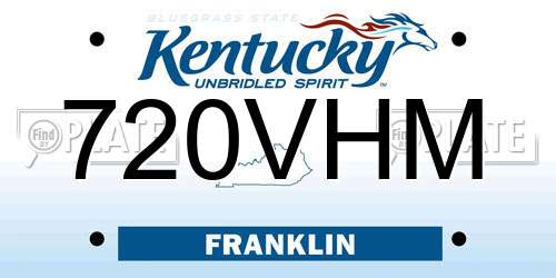 720VHM Kentucky License Plate