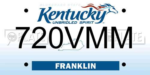720VMM Kentucky License Plate