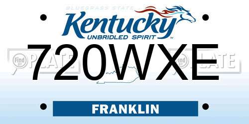 720WXE Kentucky License Plate