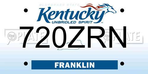 720ZRN Kentucky License Plate