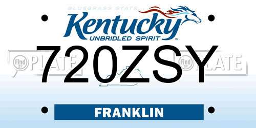 720ZSY Kentucky License Plate