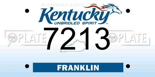 7213 Kentucky License Plate