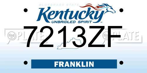 7213ZF Kentucky License Plate