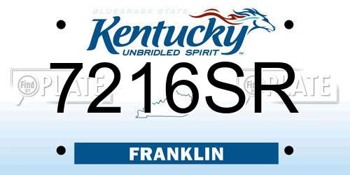 7216SR Kentucky License Plate