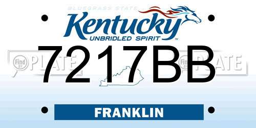 7217BB Kentucky License Plate