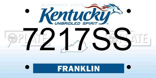 7217SS Kentucky License Plate