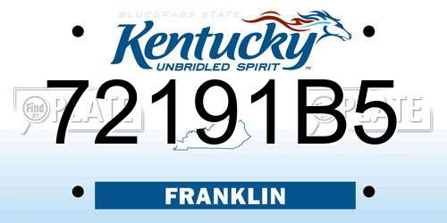 72191B5 Kentucky License Plate