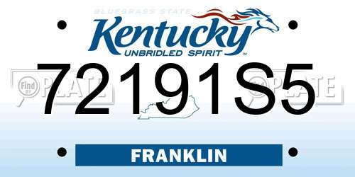 72191S5 Kentucky License Plate