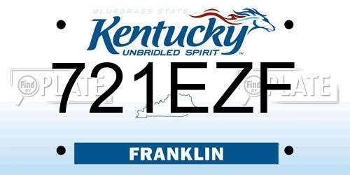 721EZF Kentucky License Plate
