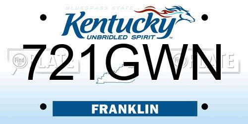 721GWN Kentucky License Plate