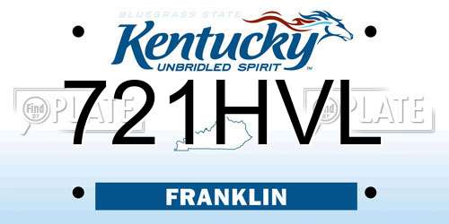 721HVL Kentucky License Plate