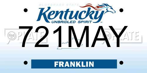 721MAY Kentucky License Plate