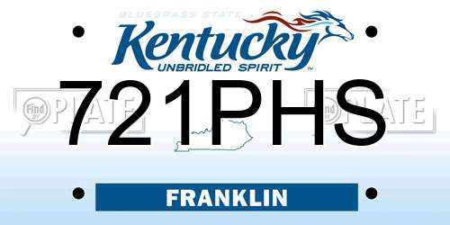721PHS Kentucky License Plate