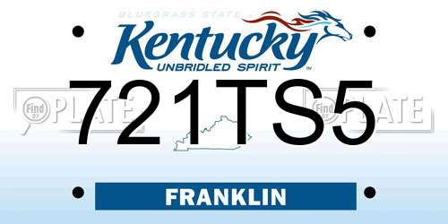 721TS5 Kentucky License Plate