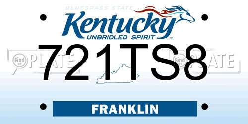 721TS8 Kentucky License Plate
