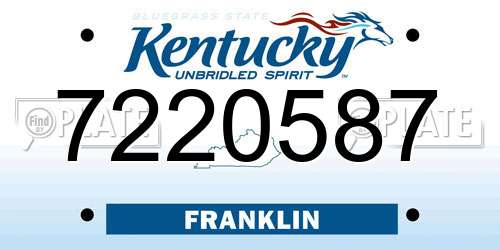 7220587 Kentucky License Plate