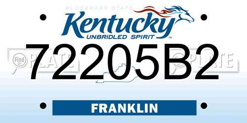 72205B2 Kentucky License Plate