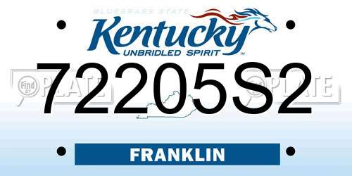 72205S2 Kentucky License Plate