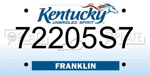 72205S7 Kentucky License Plate