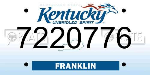 7220776 Kentucky License Plate