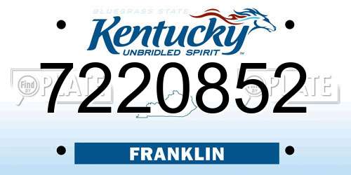 7220852 Kentucky License Plate