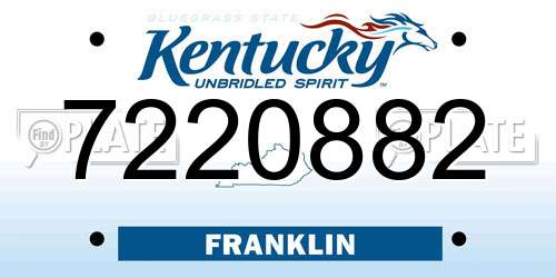 7220882 Kentucky License Plate