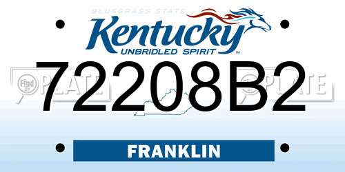 72208B2 Kentucky License Plate