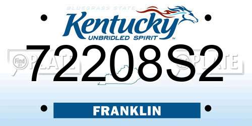 72208S2 Kentucky License Plate