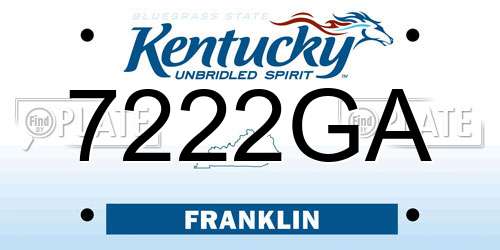 7222GA Kentucky License Plate