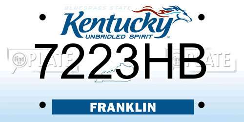 7223HB Kentucky License Plate