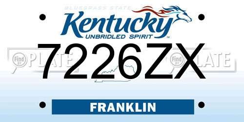 7226ZX Kentucky License Plate