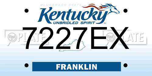 7227EX Kentucky License Plate