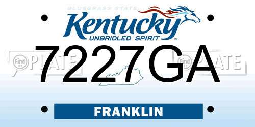 7227GA Kentucky License Plate