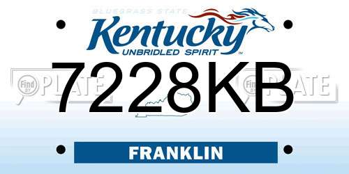 7228KB Kentucky License Plate