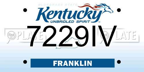 7229IV Kentucky License Plate