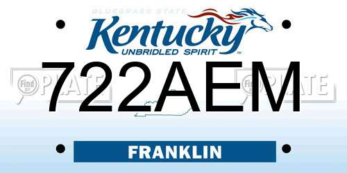 722AEM Kentucky License Plate