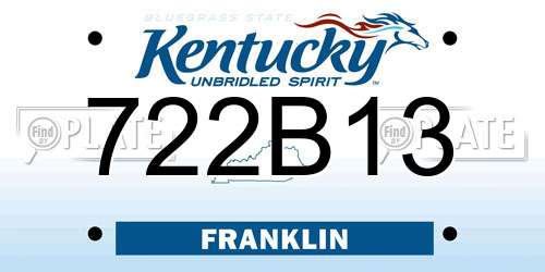722B13 Kentucky License Plate