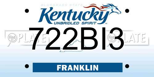 722BI3 Kentucky License Plate